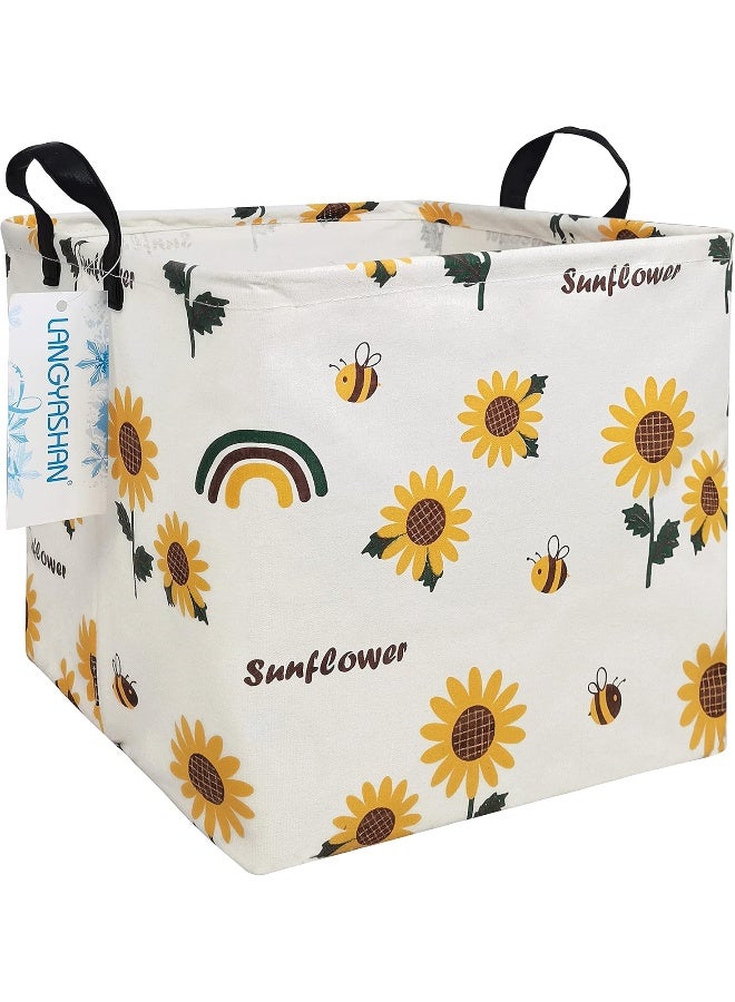 LANGYASHAN Square Storage Baskets Waterproof Canvas Children Laundry Nursery Hamper for Shelves Gift Baskets Toy Organizer Room Decor - Image 1